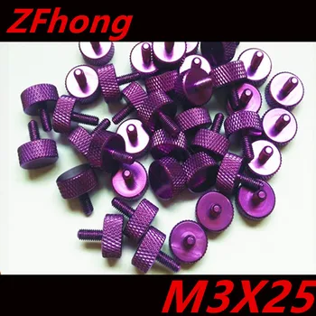 

10PCS Purple Colour M3*25 aluminum knurled Thumb hand tighten screw