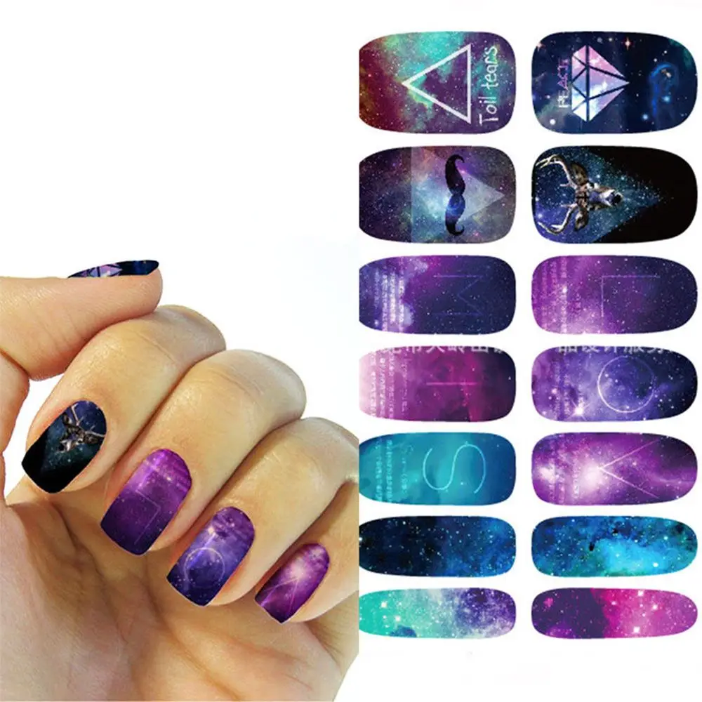 

12 Tips Nail Art Sticker Decoration Starry Sky Decal Decoration Nail Art Water Transfer Stickers Make Up Tool Dropship Hot Sale