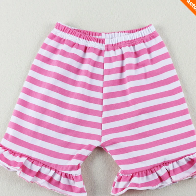 pink and white striped youth girls children shorts,infant girls ruffle