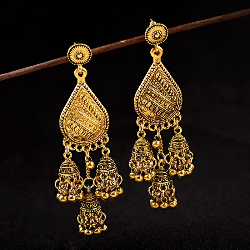 Nuevos Pendientes Femeninos De Metal Dorado Pendientes India Nuevos Pendientes Femeninos De Metal Dorado Pendientes India