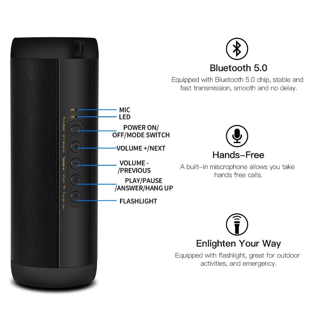 Беспроводная Bluetooth колонка T2 водонепроницаемая портативная уличная мини с