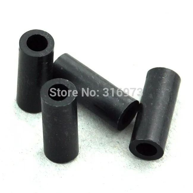 

(50 pcs/lot ) 18mm Black Nylon Round Spacer, OD 7mm, ID 4.1mm, for M4 Screws, Plastic.