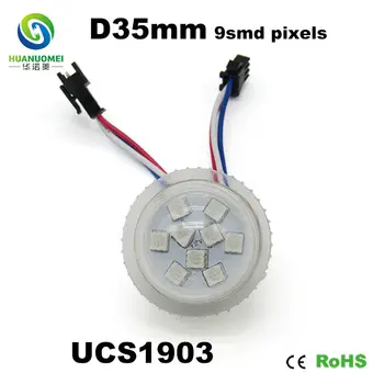 

Diameter 35mm 9LEDs SMD 5050 pixel waterproofing rgb smd led module light UCS1903 digital bulb lamp full color amusement park