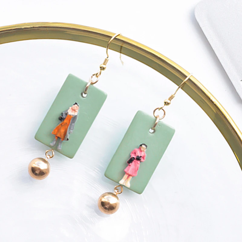 

Funny Handmade Cute Capsules Colorful Humanoid Fun Drop Earrings Female Creative Personality Candy Color Earrings for Women Girl