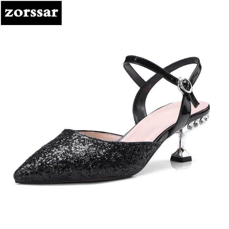 

{Zorssar} 2018 New Ankle Strap Heels Women Sandals Summer Shoes Women Pointed Toe High Heels Party Dress Sandals Big Size 40
