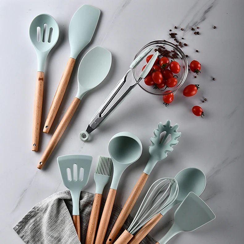 Silicone Kitchenware Cooking Utensils Set Heat Resistant Kitchen Non-Stick Cooking Utensils Baking Tools With Storage Box Tools