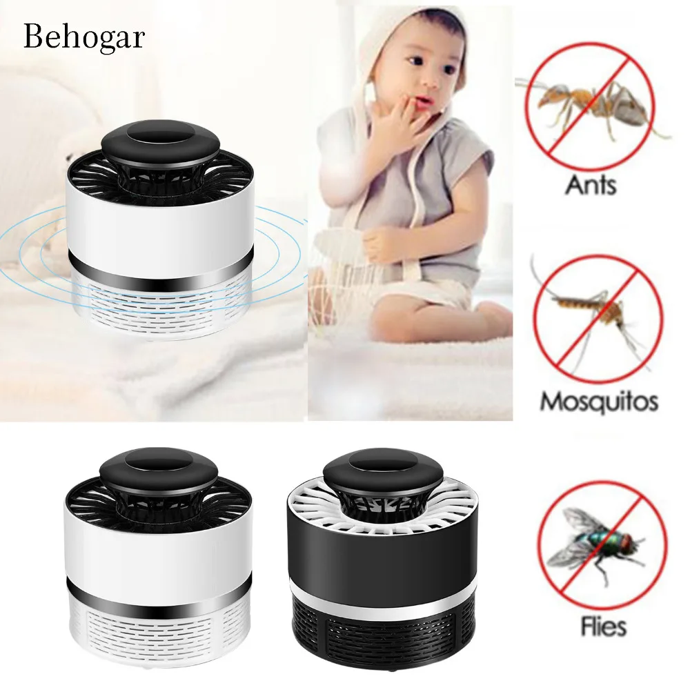 Behogar USB Electric Mosquito Trap Light Insect Fly LED Lamp Bug Zapper NO Radiation Mosquito Killer Insect Catcher Repellent