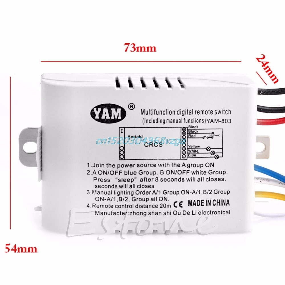  Switch Wireless Remote Control Switch 3 Channel ON/OFF Lamp Receiver Transmitter 803 J26 19 Dropshi - 32972194239