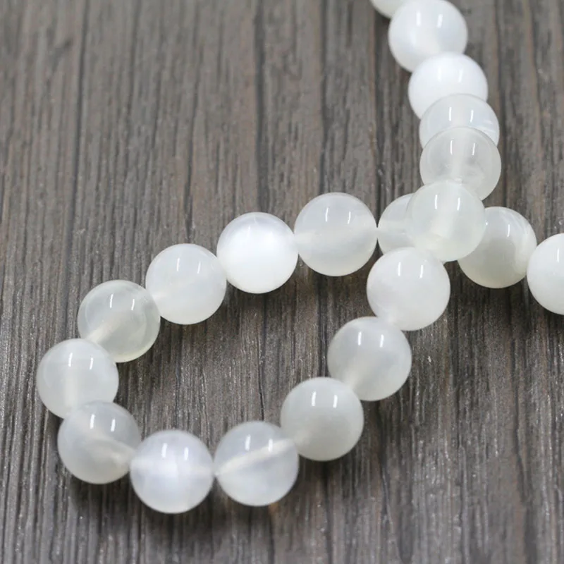 Fashion Natural Moonstone Bead Moon Stone Round Spacer Beads Shinning with Blue Light No Plastic No Glass DIY Making Jewelry