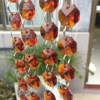 

Free shipping, 5m/Lot Crystal Garland Strand Tea ,14mm Octagon Bead Chain For Wedding & Christmas Party Event Decoration