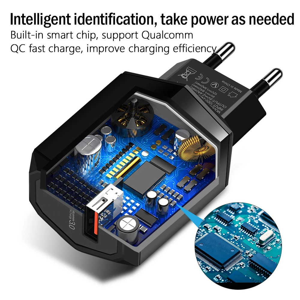 Quick Charge 3.0 USB Phone Charger Universal 2.4A Fast Charging 1M 2M 3M USB Cable For iPhone Samsung Xiaomi Tablet Chargers (2)