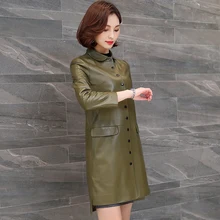 Натуральной овчины куртка женские кожаные Тренч высокого качества мягкая кожаная куртка винтажный дизайн Феникс 0621 г