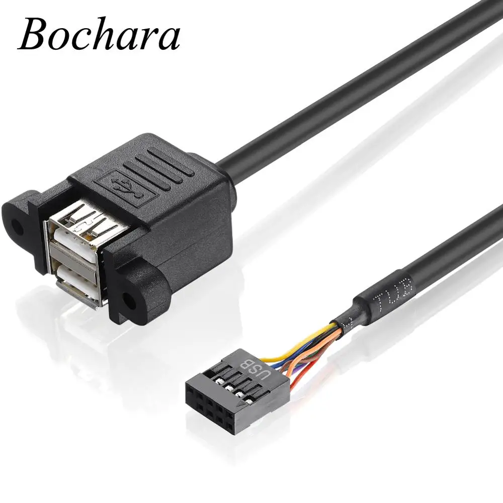 Материнская плата Bochara 9 Pin Header to Dual USB 2,0 Female кабель для передачи данных с винтовым креплением на панель 30 см 50 см