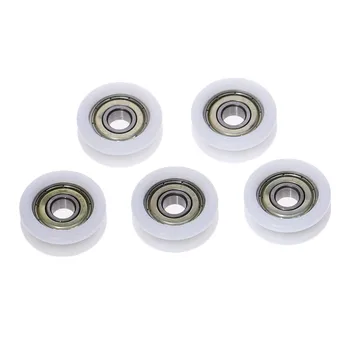 

5pcs New U Groove Ball Bearing Nylon Plastic Embedded 608 Guide Pulley 8*30*10mm
