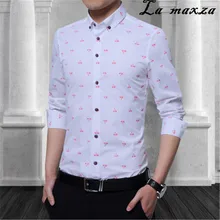 Весенняя рубашка Для мужчин рубашка с длинными рукавами Повседневное Стиль Футболка с принтом Для мужчин молодых Для мужчин s рубашки Slim