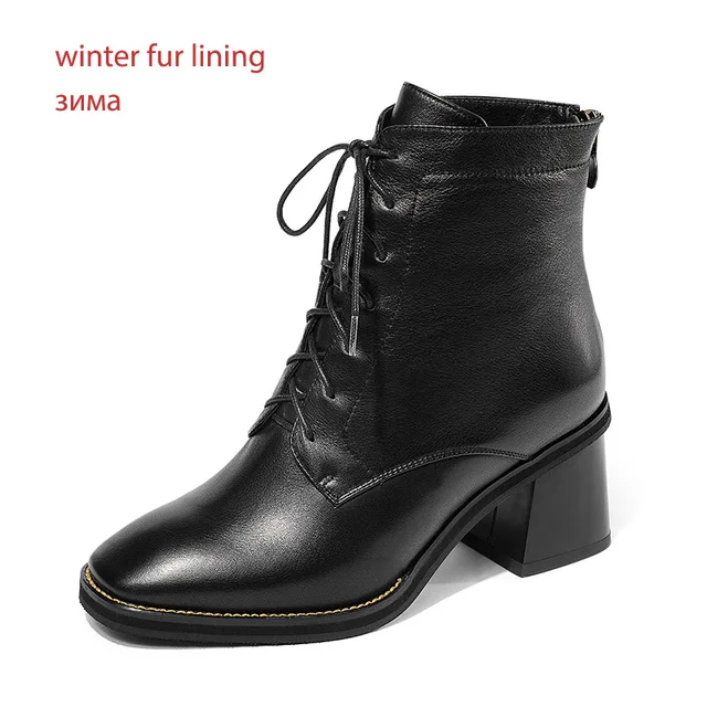 Buy ISNOM Motorcycle Ankle Women Boots Square Toe Zip