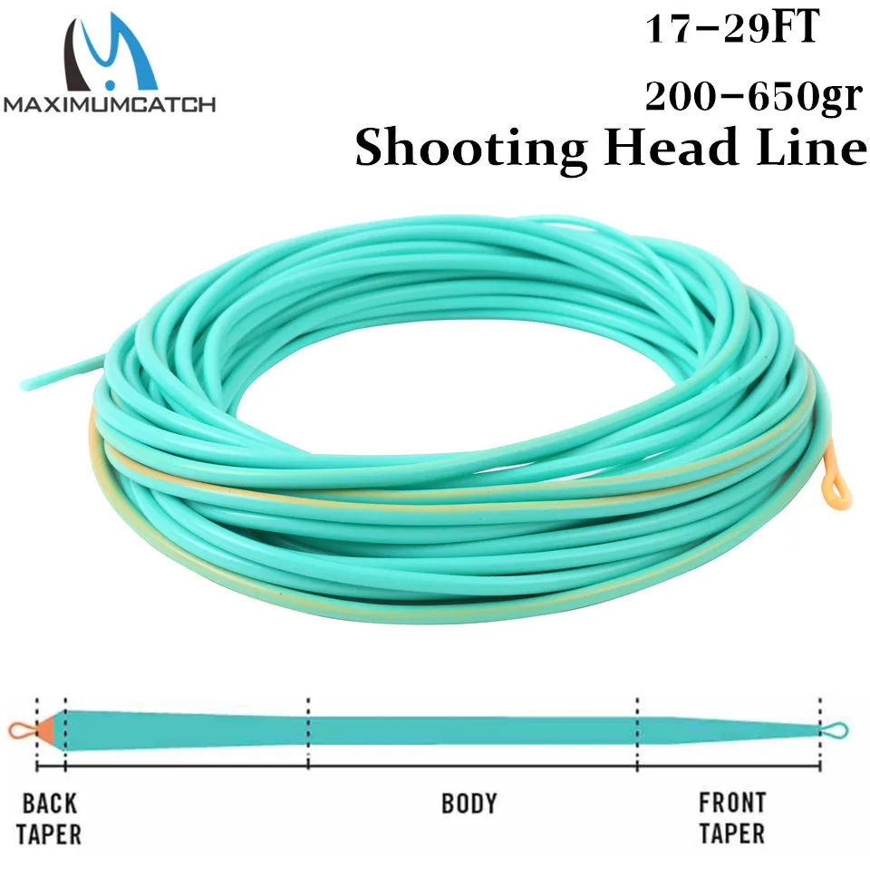 Maximumcatch Skagit Shooting Head Fly Fishing Line With 2 Welded Loops 17-29FT 200-650gr Double Color Floating Fly Line