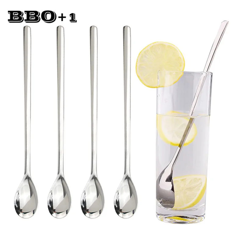 

Long Handle Coffee Spoons Stainless Steel Flatware Teaspoon Set Drinking Dessert Fruit Juice Dinnerware Tableware Kitchen Home