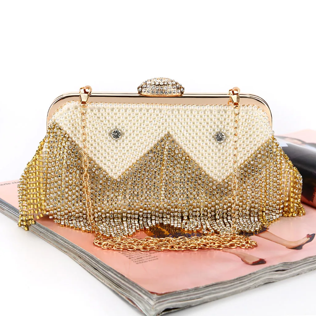 

Women Diamond Tassel Chain Evening HandBag Party Clutch Shoulder Cross Bags High Quality Casual High Capacity