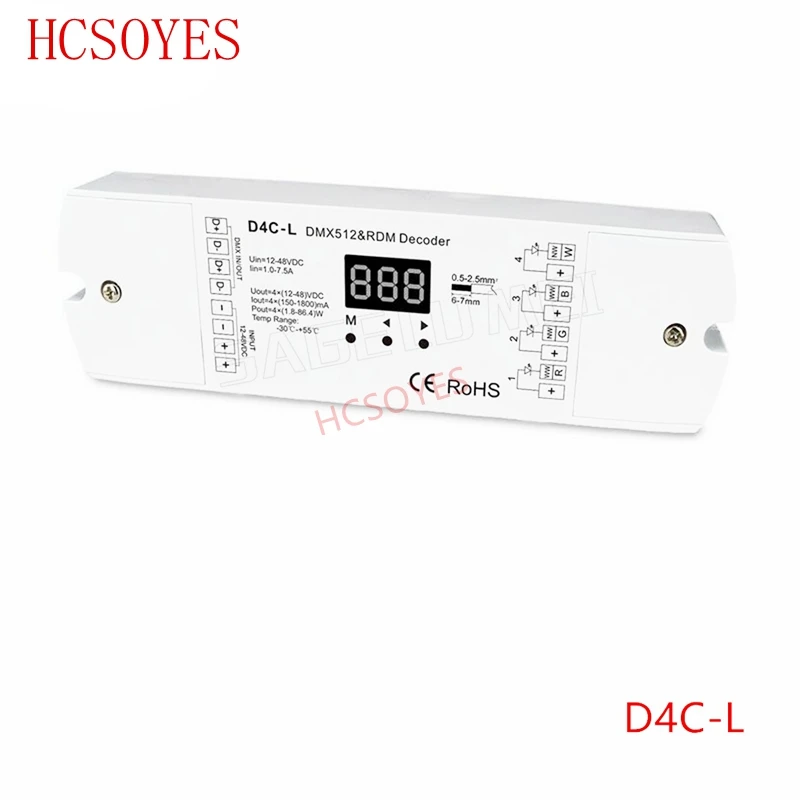 

D4C-L 4CH CC DMX512 decoder 4 channel PWM current receiver DMX512 decoder led controller dmx signal driver with digital display