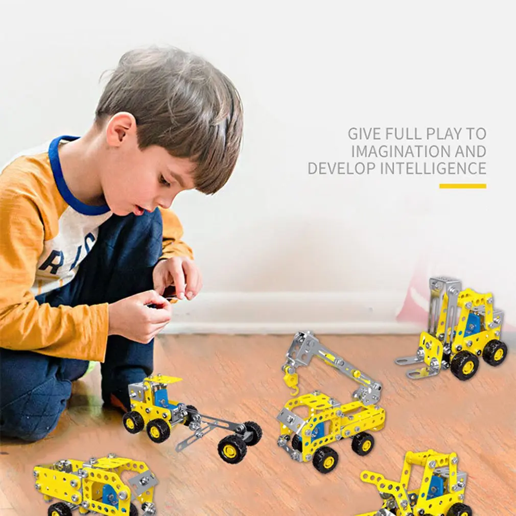 Neue Verkauf Sieben-in-one metall engineering auto serie montage bausteine spielzeug kinder puzzle demontage legierung modell