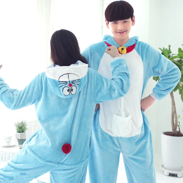 Flannel Family Animal Pajamas Piece Onsies Onesies Cosplay Pijama Doraemon Pigiama Pijamas Enteros De Animales - Family Outfits - AliExpress