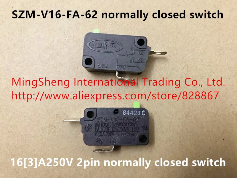 Оригинальный Новый переключатель 100% 2pin 16[3]A250V SZM-V16-FA-62 нормально закрытый |