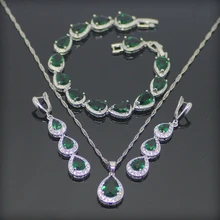 Nuevo Estilo Creado Zafiro Blanco Topaz 925 Plata de La Joyería Para Las Mujeres Pulsera/Los Pendientes/Colgante/Collar Caja libre