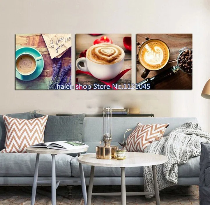 

Full Diy Diamond Painting Square Strones Cross Stitch Kits Diamond Embroidery Needlework Of Coffee cup triptych NW452