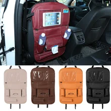 Заднем сиденье автомобиля подвесная сумка-Органайзер универсальный авто мульти-карманный, из искусственной кожи Pad чашки держатель сумка для хранения Складная полка