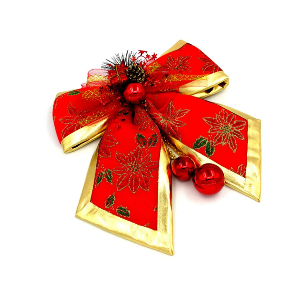 1 X Christmas Ribbon Big Red Bow Bead Decoration Gift Ornament Merry XMAS