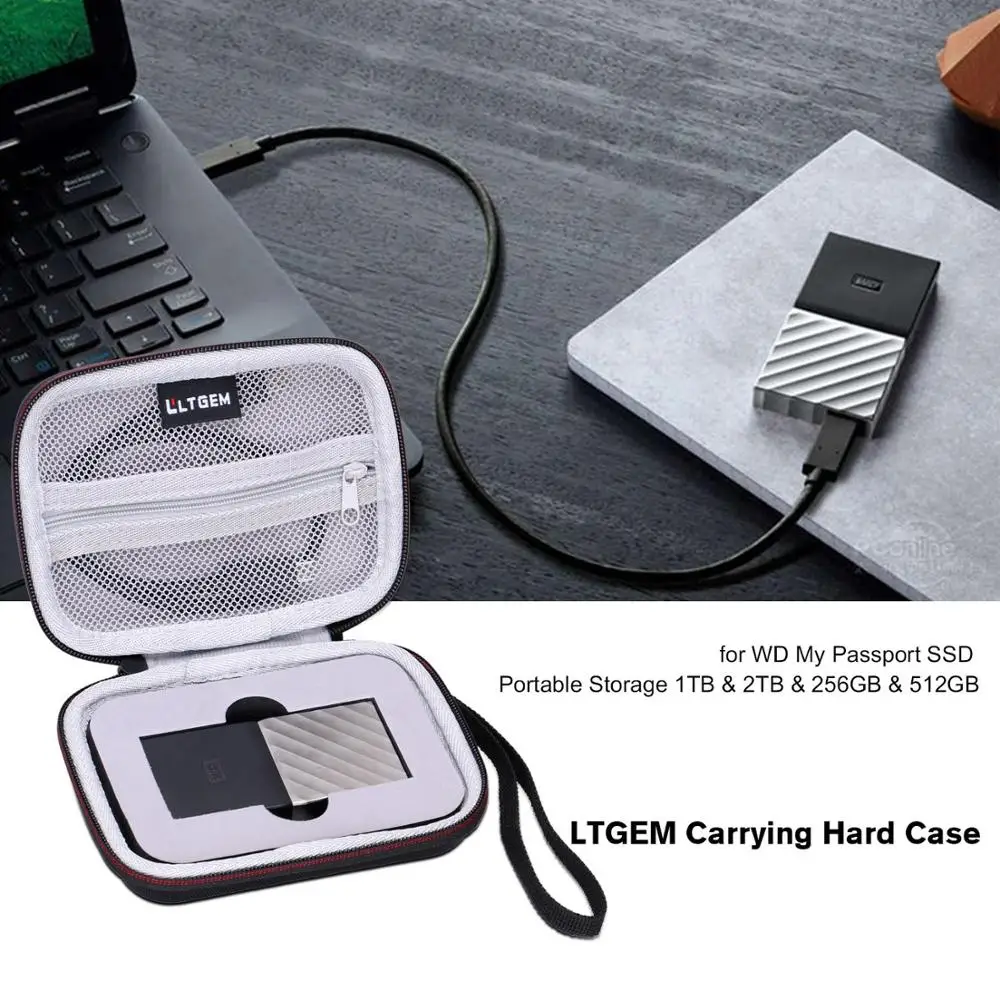 

LTGEM EVA Hard Case for WD My Passport SSD Portable Storage 1TB & 2TB & 256GB & 512GB Travel Protective Carrying Case Bag