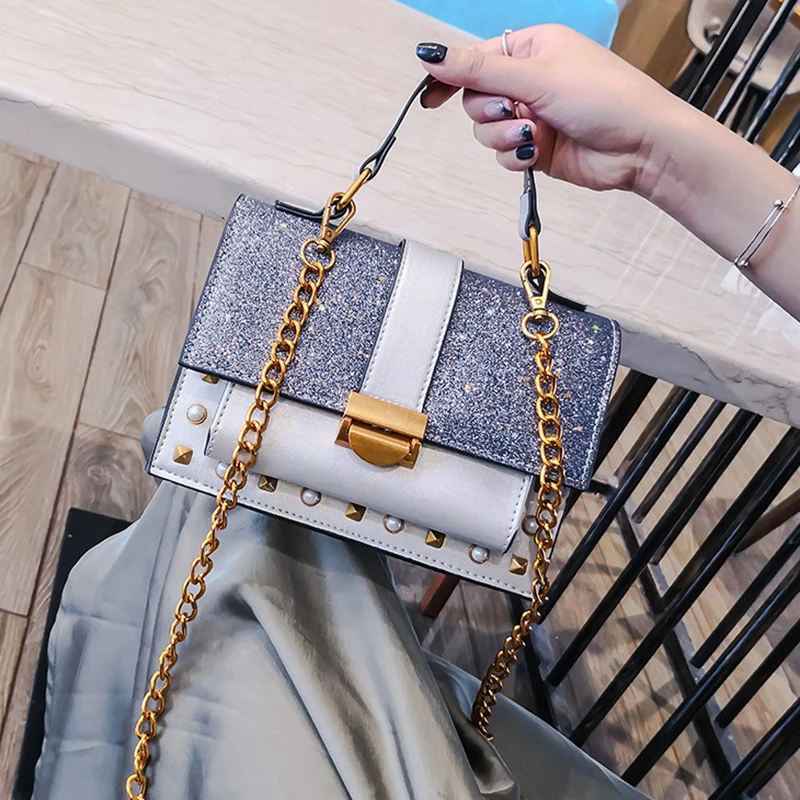 Women Handbag Fashion Sequin Female Exquisite Shoulder Bags Rainbow Rivet Crossbody Bag Messenger Bags Bolsos Mujer Tote SS7164 (24)