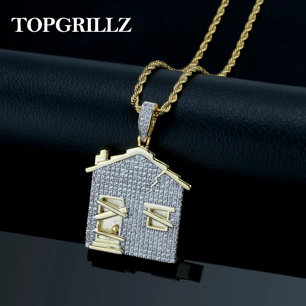 Buy TRAP House Pendant Necklace Men Iced Out Cubic