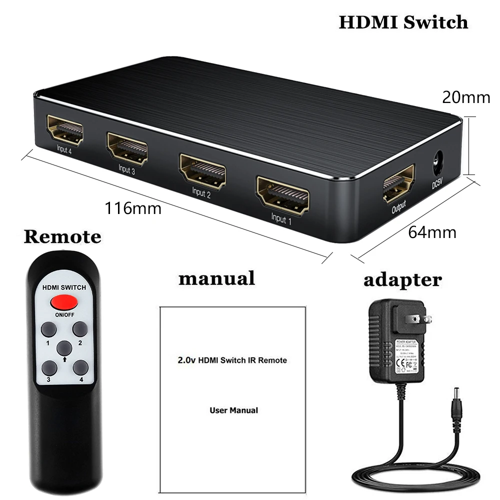 4 портовый HDMI 2 0 переключатель Aikexin 4x1 в 1 выход 3840X2160P/60 Гц HDCP 4K x 2K 1080P для XBOX 360 PS3