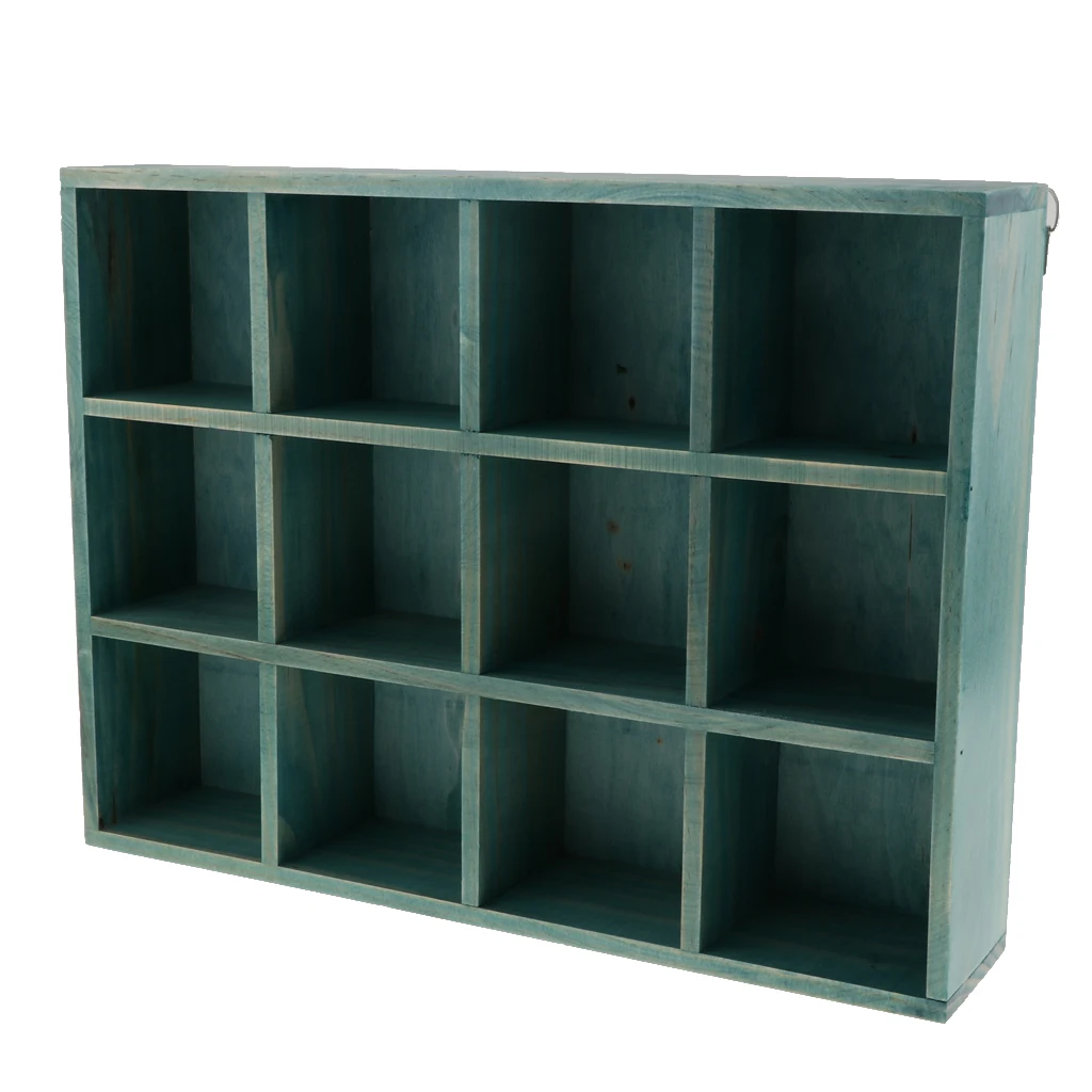 Rustic Wooden Wall Shelf Shadow Box Display Rack Shelf Storage Unit DIY Decoration, 40x30x7.8cm