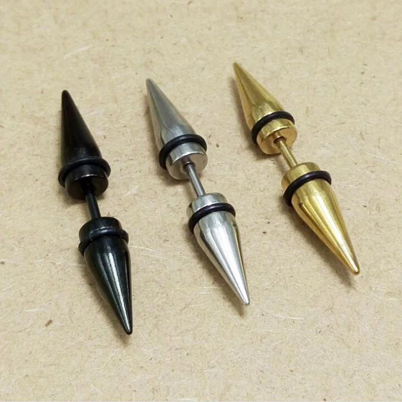 2 Pi/èces Acier Inoxydable Noir Araign/ée Boucles doreilles Homme Femme Gothique Punk Rock Clous doreille