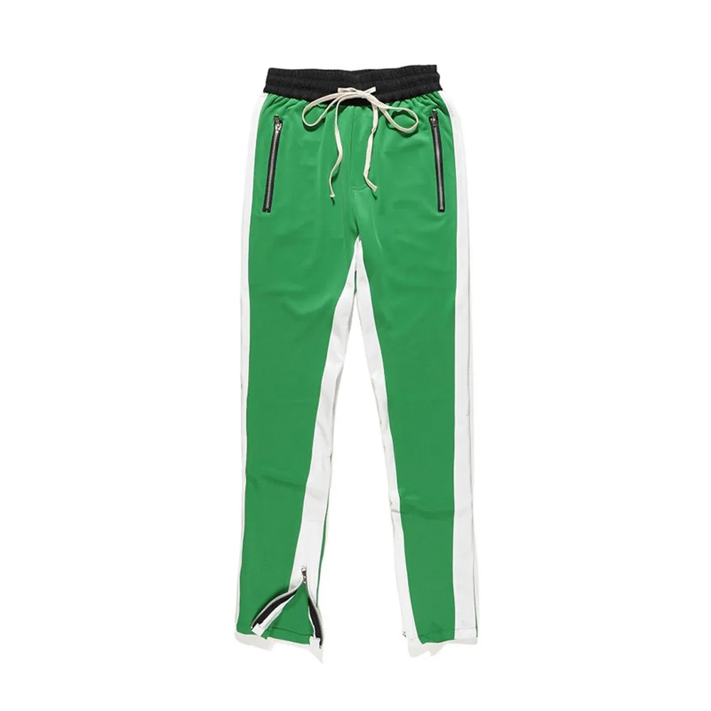 FeiTong мужские спортивные штаны в стиле хип-хоп, уличная одежда, штаны в полоску с карманами, комбинезоны, повседневные спортивные рабочие повседневные штаны для мужчин - Цвет: Зеленый