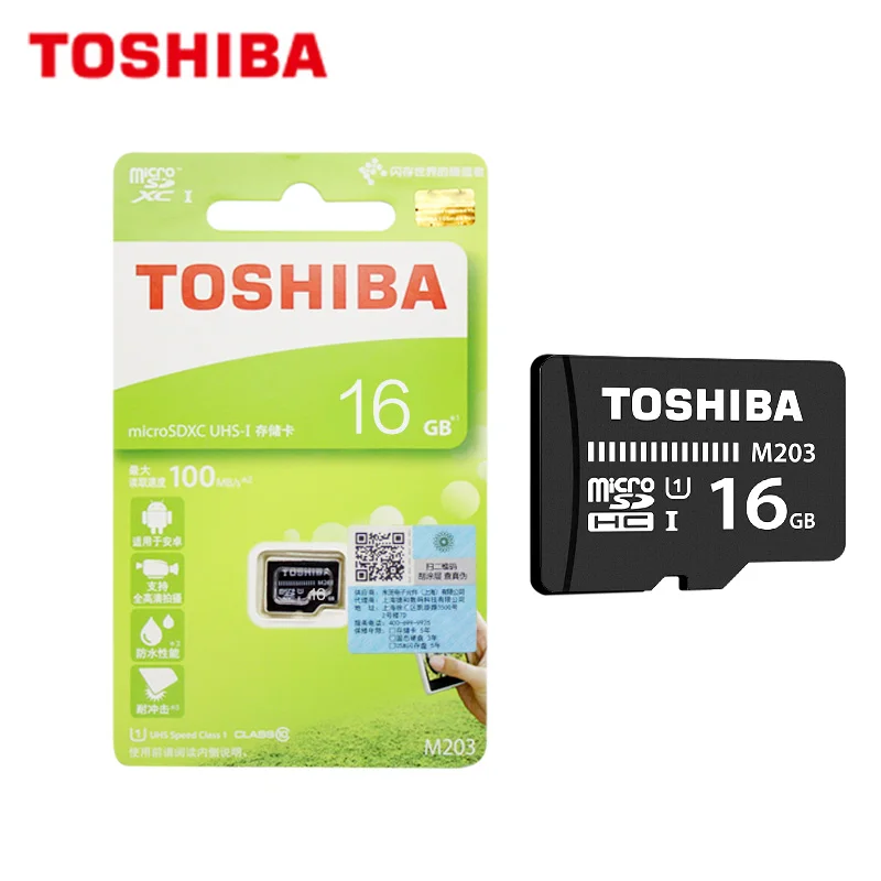 TOSHIBA M203 картой Micro SD объемом 16 Гб оперативной памяти, 32 Гб встроенной памяти, высокая Скорость 100 МБ/с. U1 64 Гб 128 M303 слот для карт памяти UHS-I карты памяти Microsd