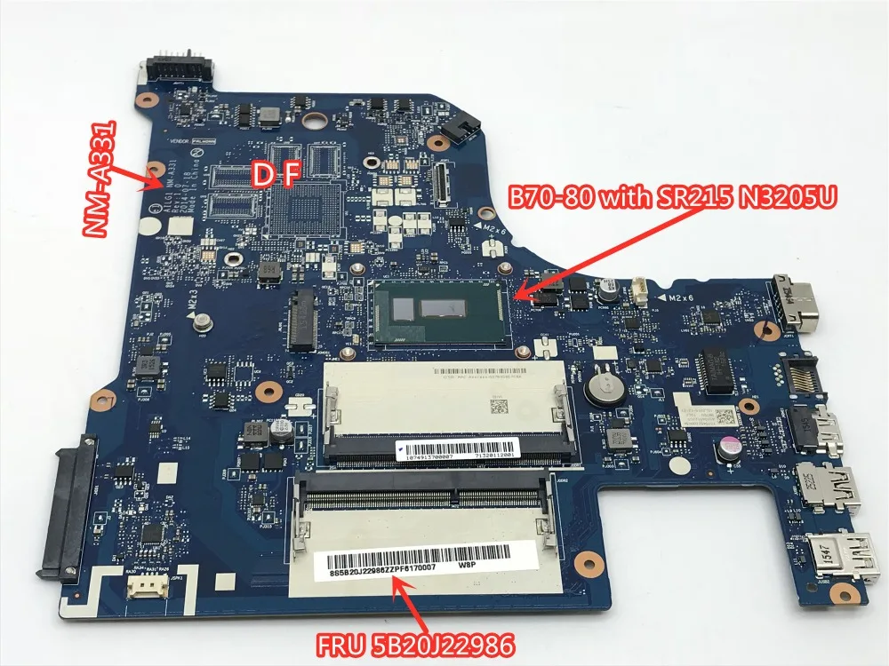 

AILG1 NM-A331 Rev: 1.0 Motherboard For Lenovo B70-80 Laptop motherboard with SR215 3205U DDR3 FRU 5B20J22986 100% tested