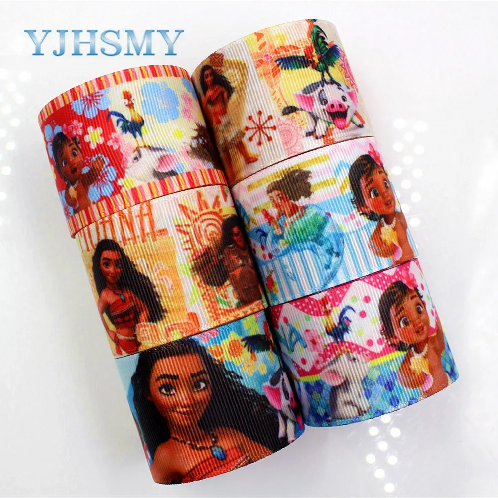 YJHSMY G-18524-250 10 yards 38 mm Cartoon Ribbons Thermal transfer Printed grosgrain Wedding Accessories DIY handmade material