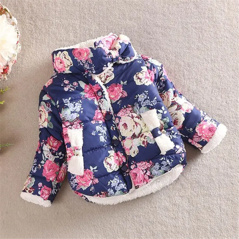 Infant Fleece Lined Jacket Coat Spring Autumn Children Flower Print ...