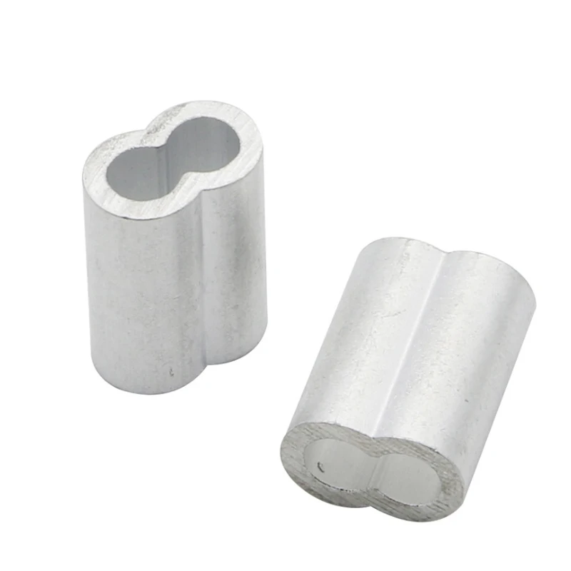 Aluminum Casing Collar M1.0 M1.2 M1.5 M2 M3 M5 M6 M8 Wire Rope Ferrule Cable Ties Crimp Stell Chuck Jacket 8-Shaped Double Hole