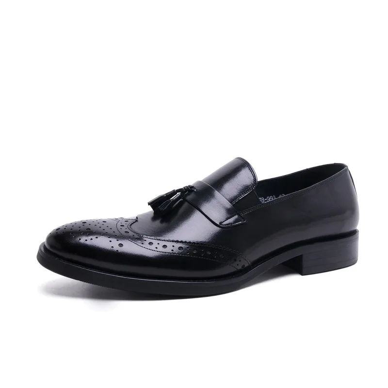 

2018 Newly Men'S Dress Shoes Genuine Leather Quality Formal Pointed Toe Men Business Brogue Wedding Shoes JMH-B0059