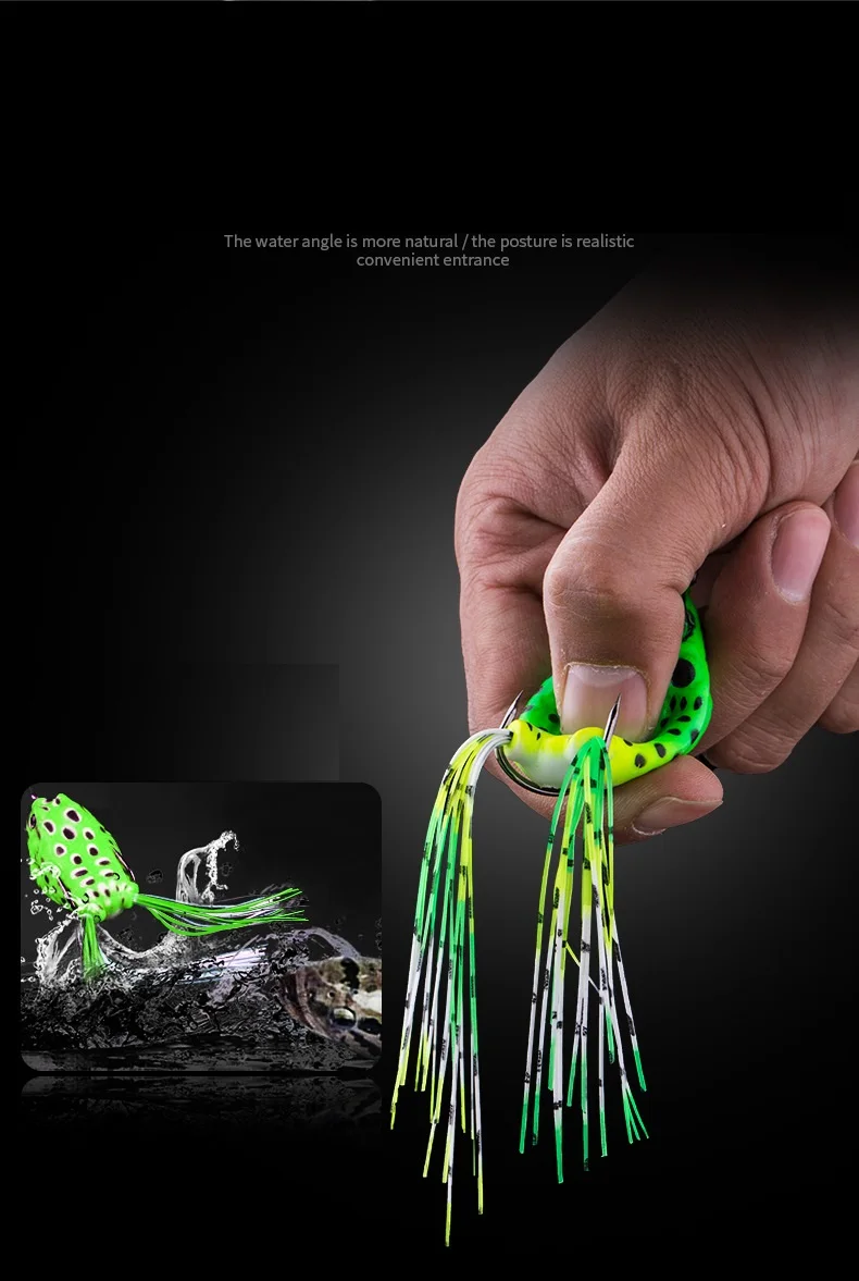 Soft Frog Fishing Lures Double Hooks Top water Ray Frog Artificial Minnow Crank Soft Bait fishing tackle