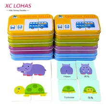 32pcs/Box Baby Learn English Pair Puzzle Montessori Cognitive Card Infant Educational Toys Puzzles For Children Baby Gift