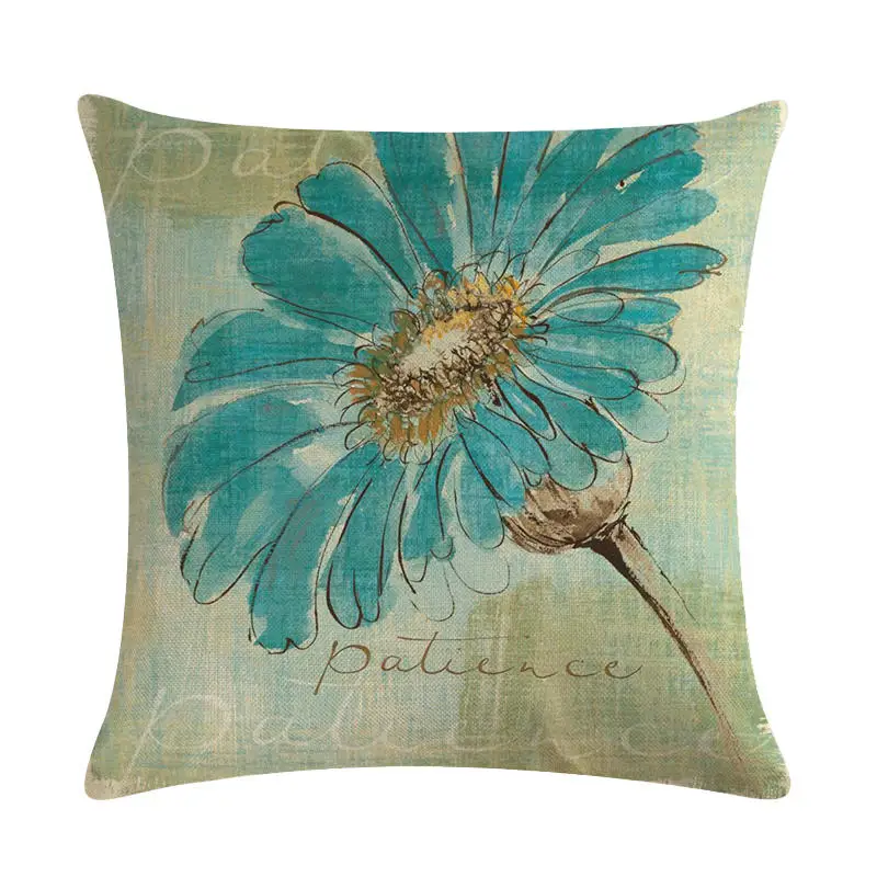 45cm*45cm An antique blue Chrysanthemums linen/cotton throw pillow covers couch cushion cover home decorative pillows