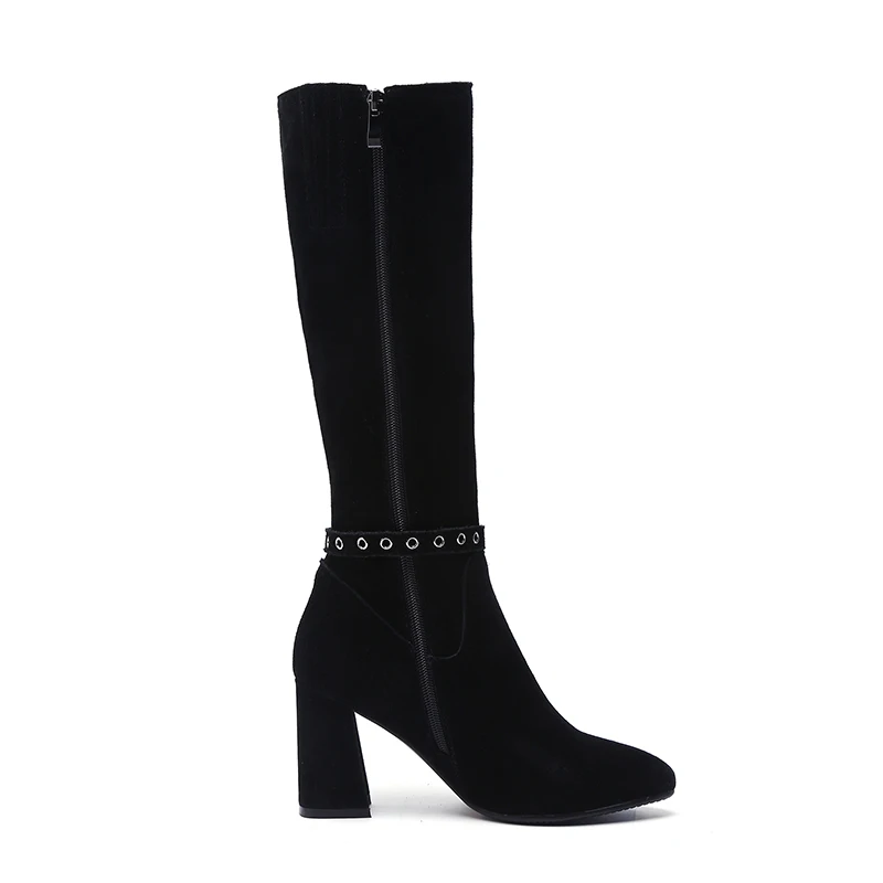 Duan Frauen Stiefel Cm Boot High Black Spitz Winter Knie Plus Größe Mao 8 Frau Hohe Kuh Zip 2018 43 Wildleder black Mao8 Isnom Cm Schuhe Heels Weibliche Hou 33 xP1ItfPw