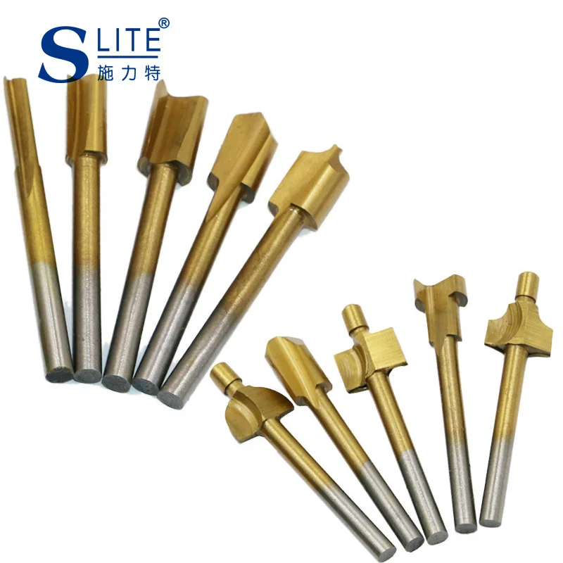 Slite  Woodworking Engraving Machine Pattern Milling Cutter Tools corundum hobbing manicure Box High Speed Steel 10 Piece Set