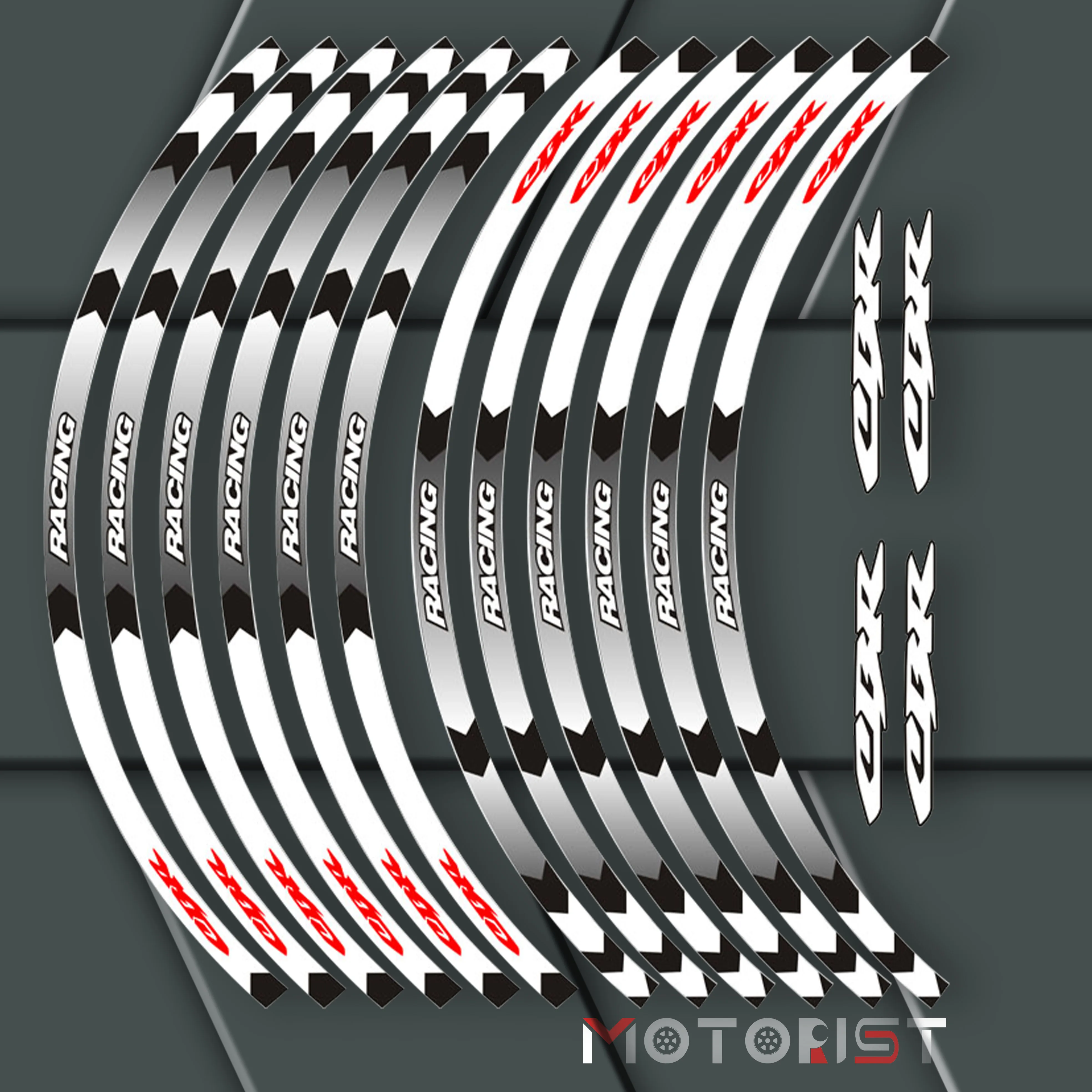 a set of 12pcs high quality motorcycle wheel decals waterproof Reflective stickers rim stripes For CBR CBR1000 600RR 650R 300R | Автомобили